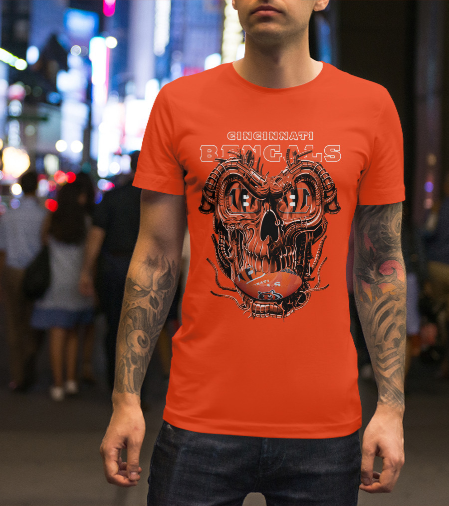 CINCINNATI BENGALS Dragonskull Football T-Shirt