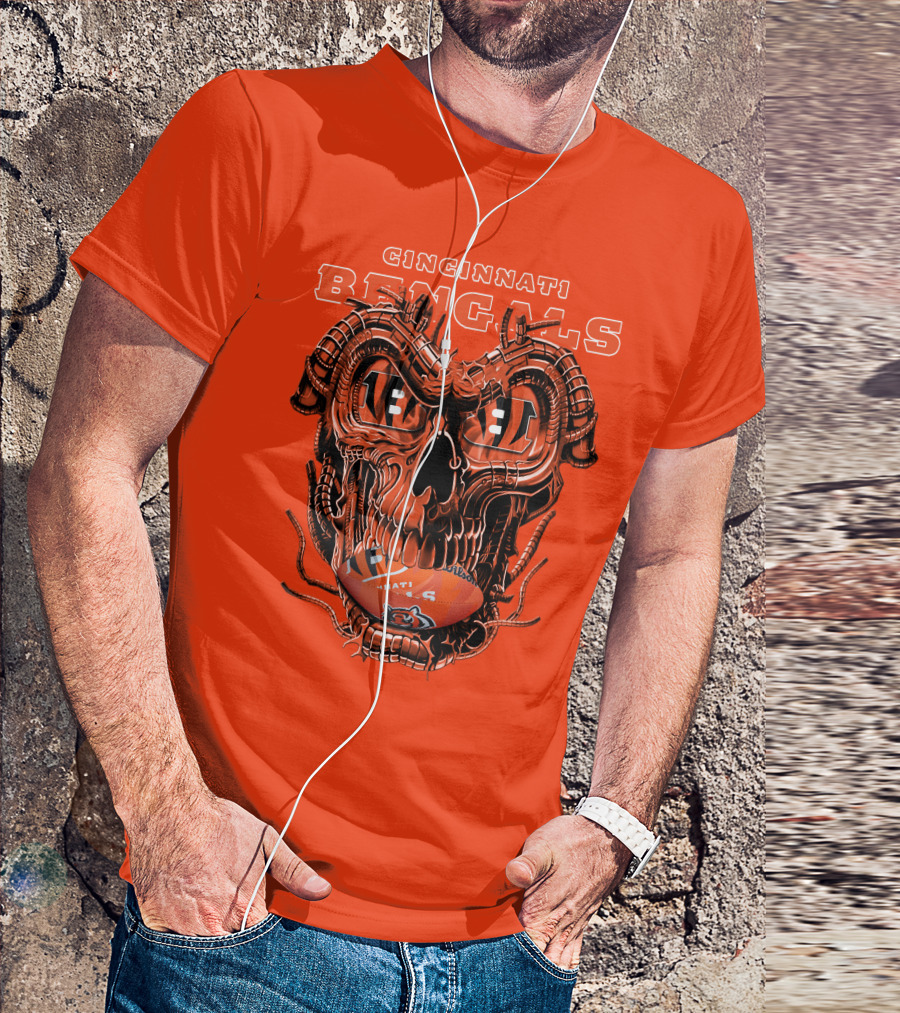 CINCINNATI BENGALS Dragonskull Football T-Shirt