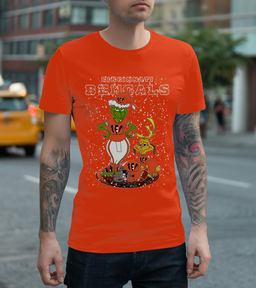 Cincinnati Bengals Grinch Holiday Football Mischief T-Shirt