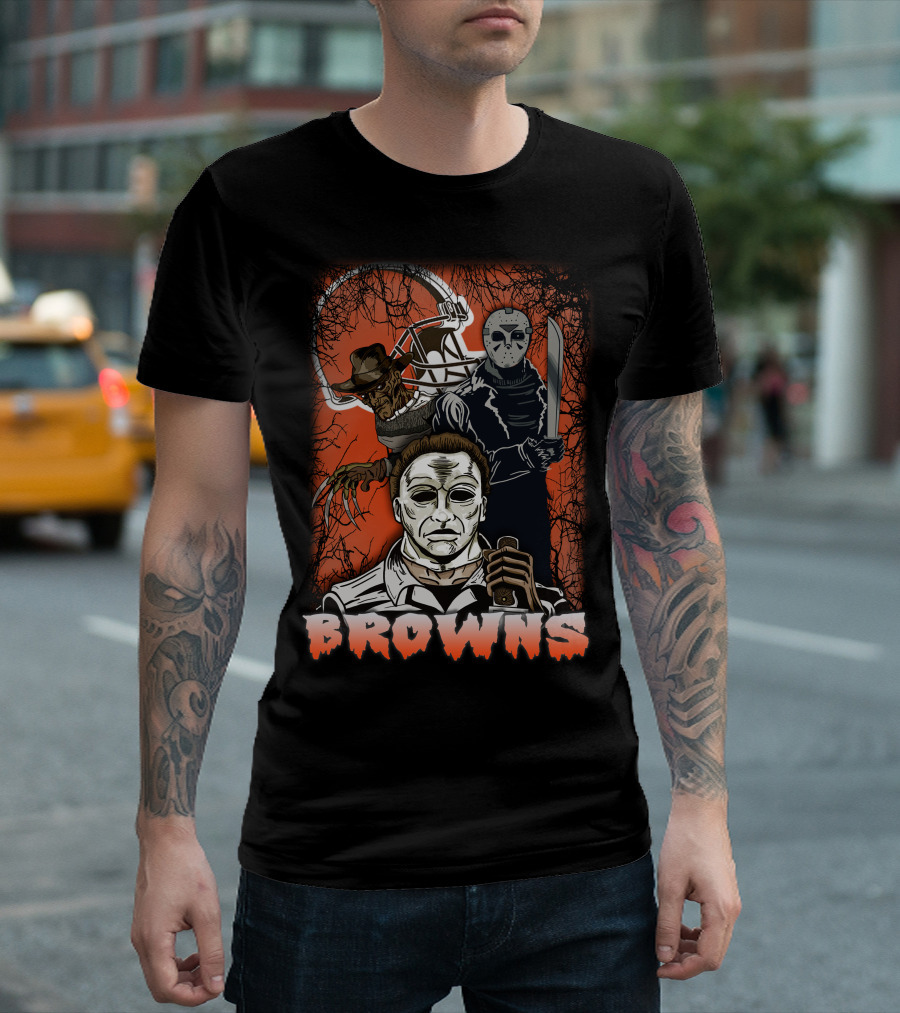 Browns Horror Icons With Helmet T-Shirt