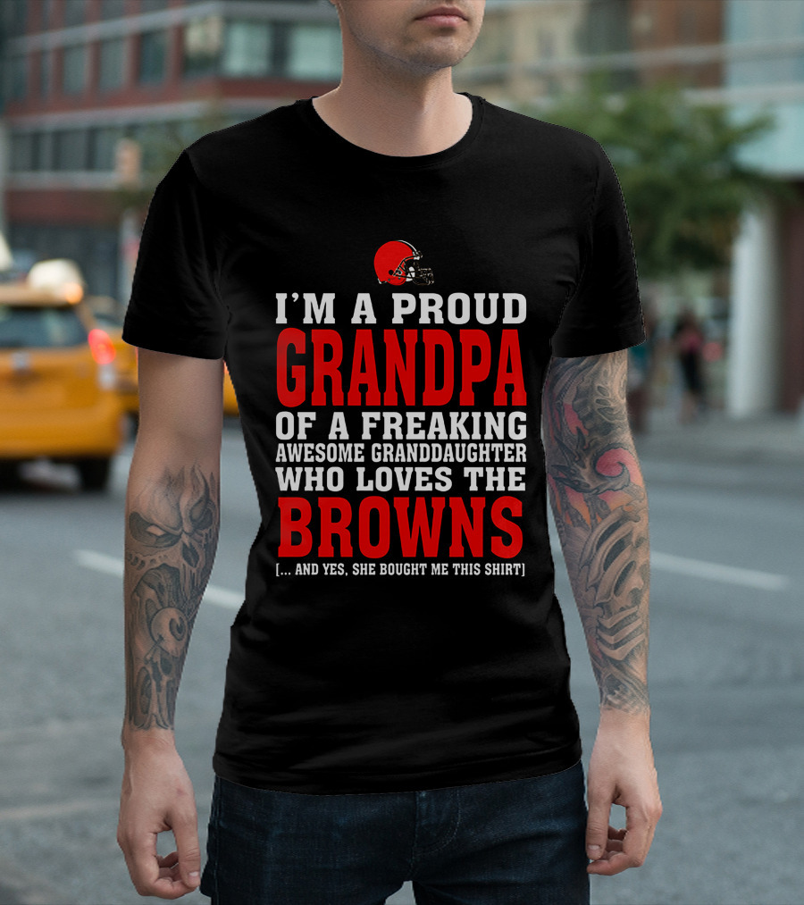 Cleveland Browns Proud Grandpa Awesome Granddaughter Loves The Browns T-Shirt
