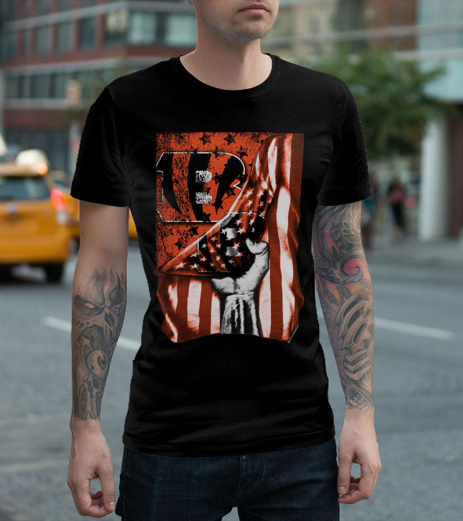 Cincinnati Bengals American Flag Emblem Bengals Logo Stars And Stripes T-Shirt