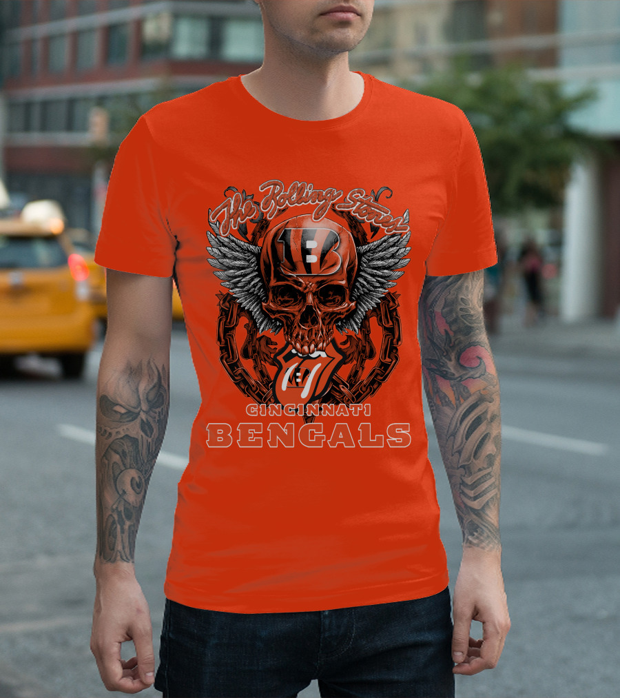 The Rolling Stones Cincinnati Bengals Nfl Collaboration With Skull And Wings T-Shirt