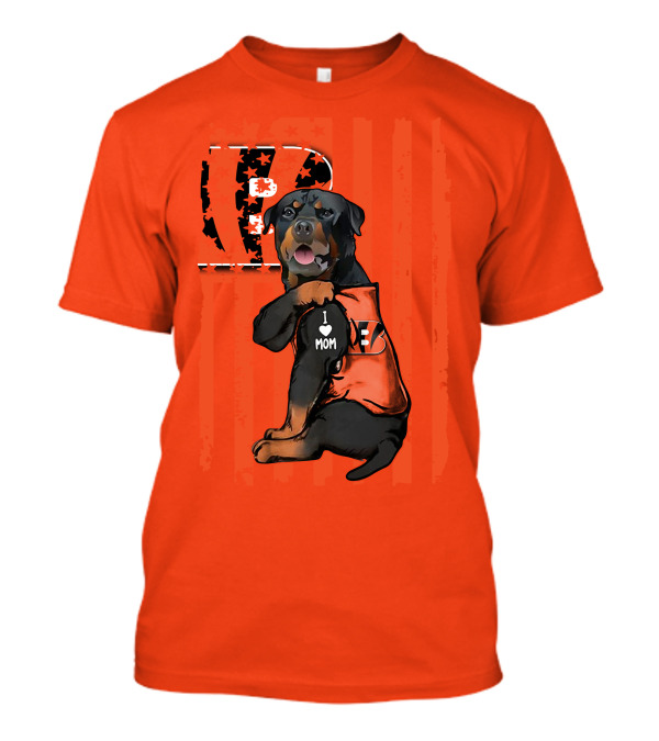 Rottweiler I Love Mom Cincinnati Bengals Bp Usa Flag T-Shirt