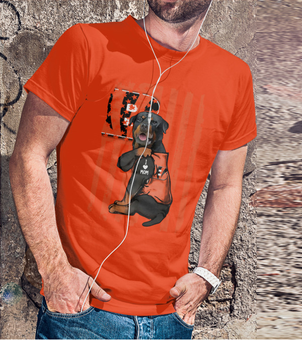 Rottweiler I Love Mom Cincinnati Bengals Bp Usa Flag T-Shirt