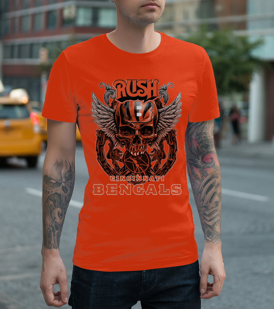 Rush Cincinnati Bengals Helmet Wings Skull T-Shirt