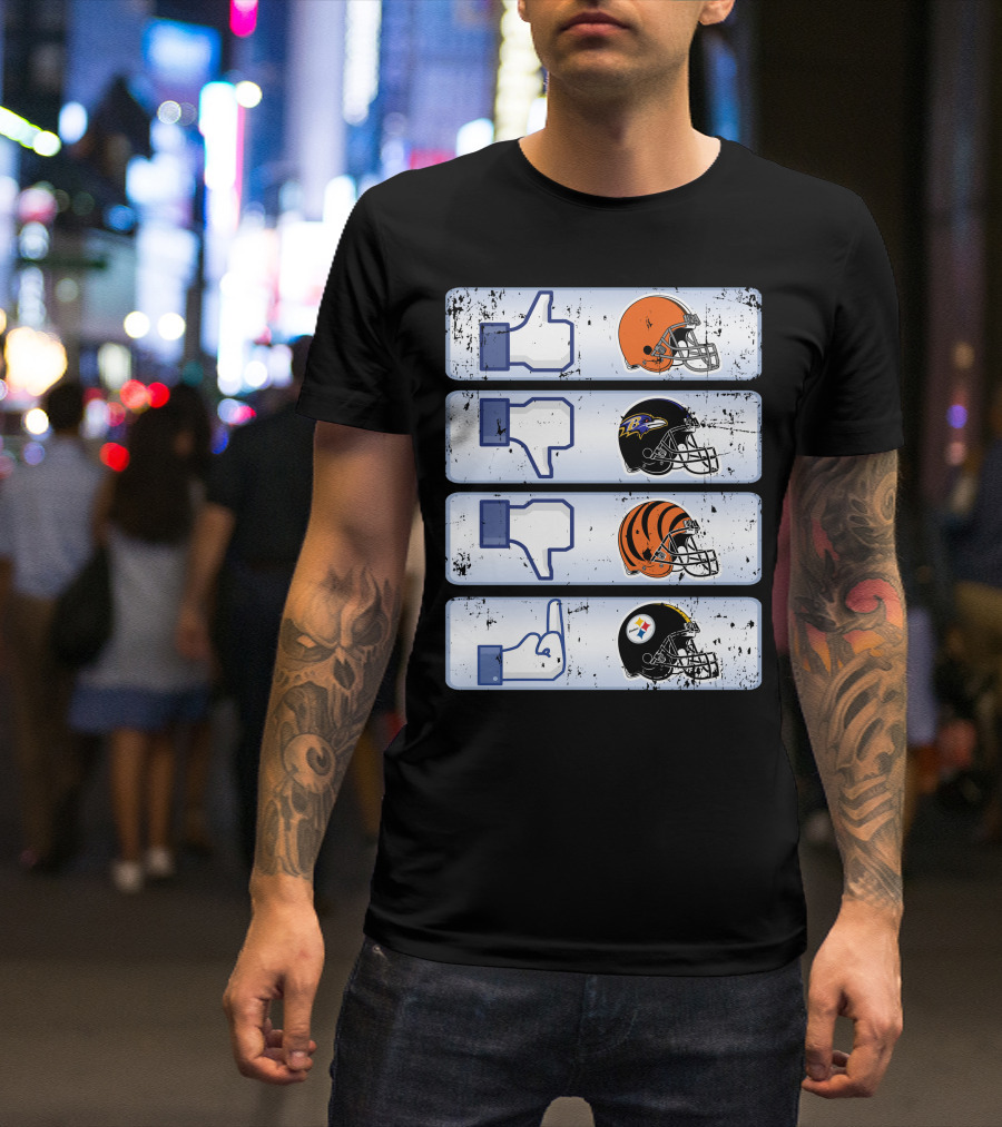 Cleveland Browns 69 Helmet Thumbs Up Like Steelers Bengals Ravens Logos T-Shirt