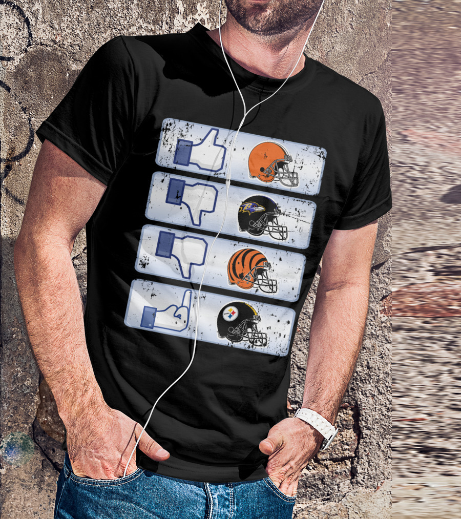 Cleveland Browns 69 Helmet Thumbs Up Like Steelers Bengals Ravens Logos T-Shirt