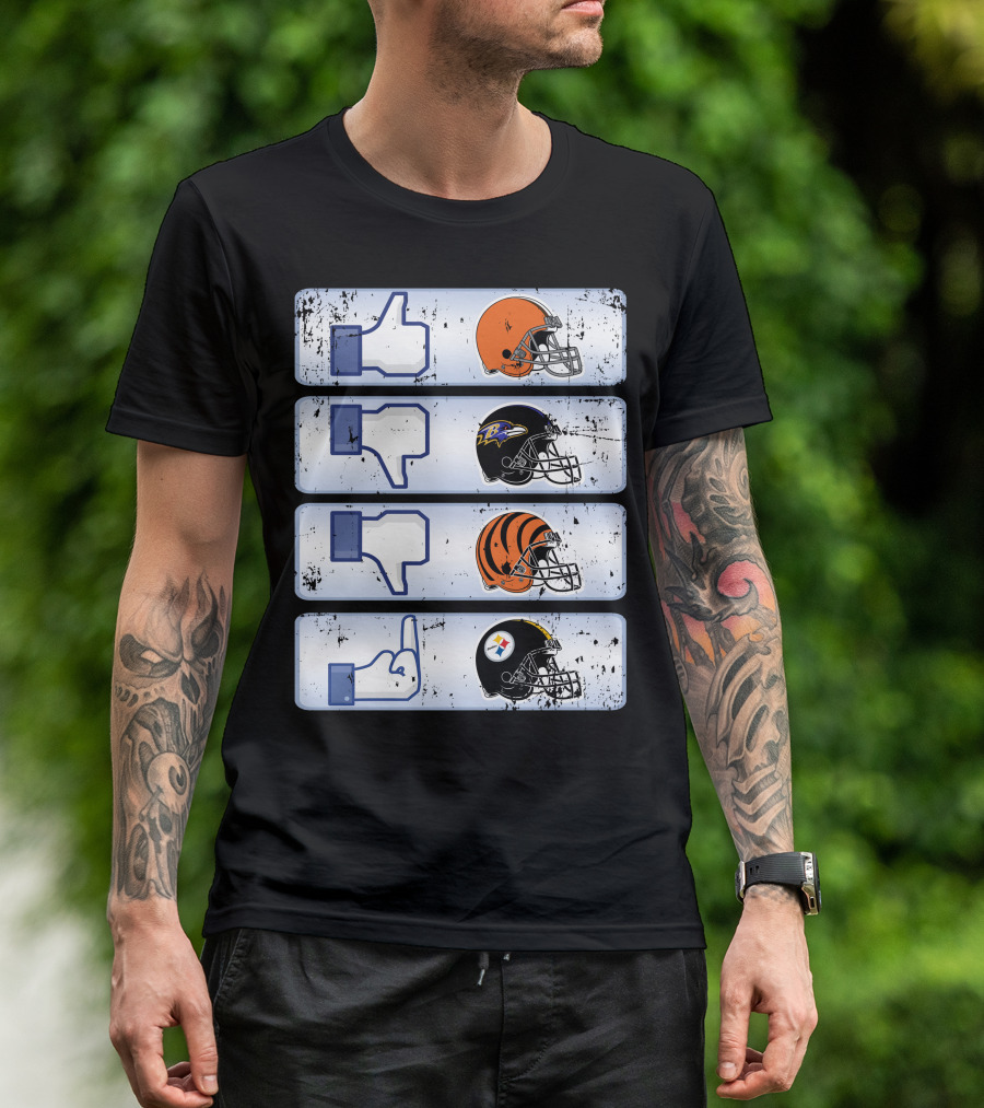 Cleveland Browns 69 Helmet Thumbs Up Like Steelers Bengals Ravens Logos T-Shirt