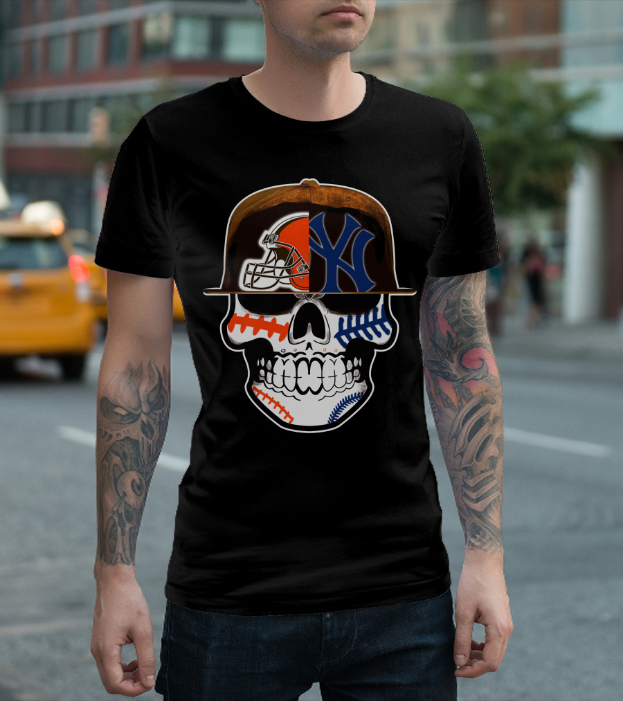 Cleveland Browns Yankees Skull Cap Fusion T-Shirt