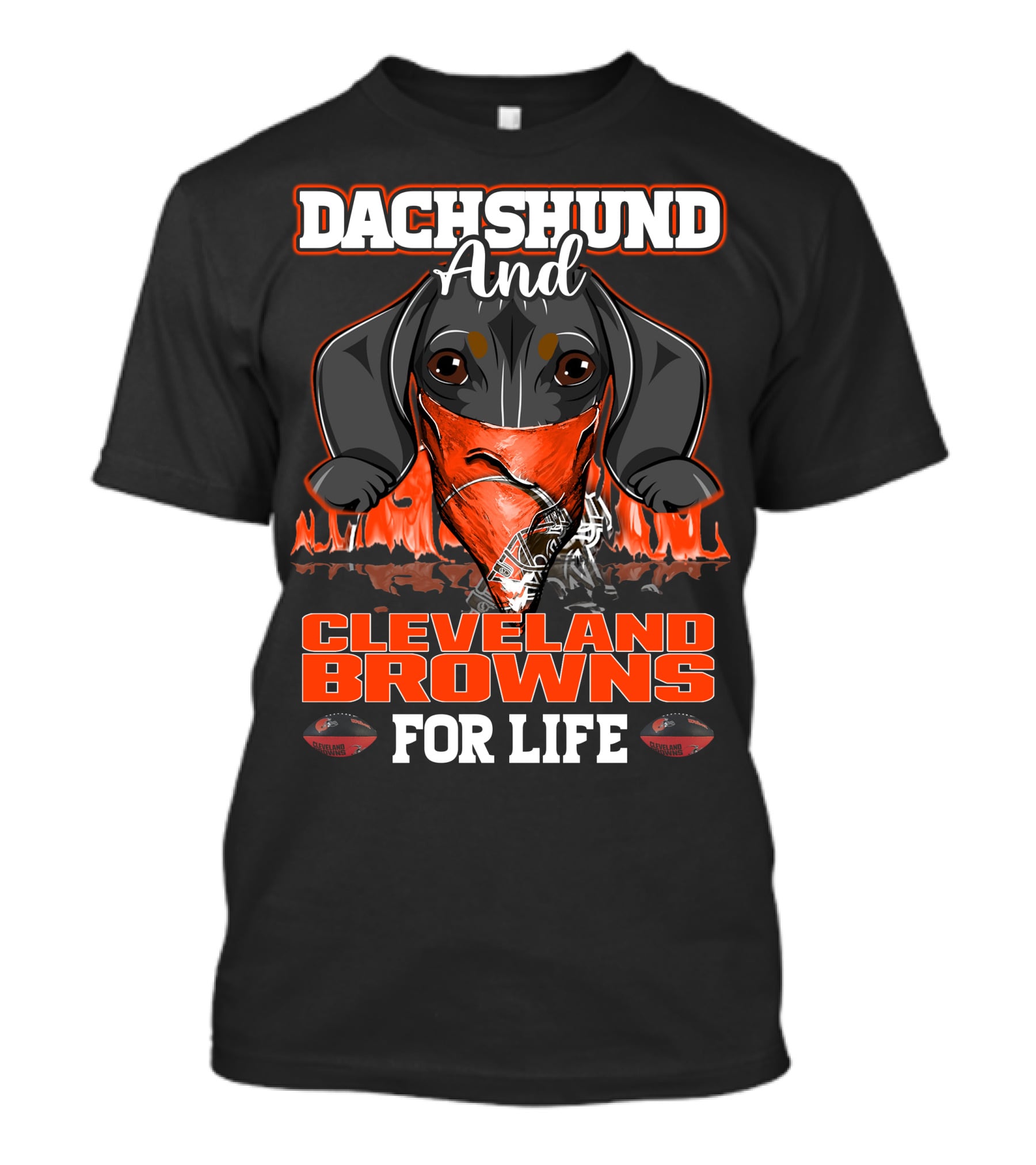 Dachshund And Cleveland Browns For Life T-Shirt