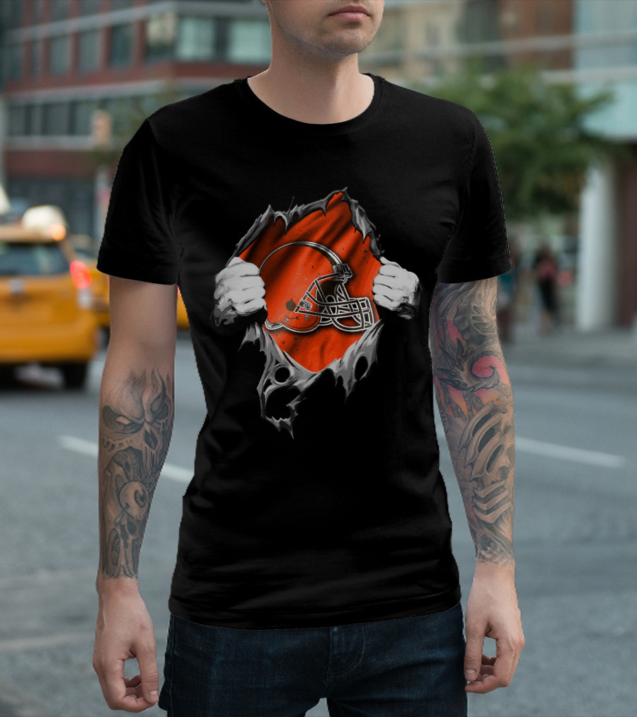 Torn Cleveland Browns Football Helmet Revealed T-Shirt