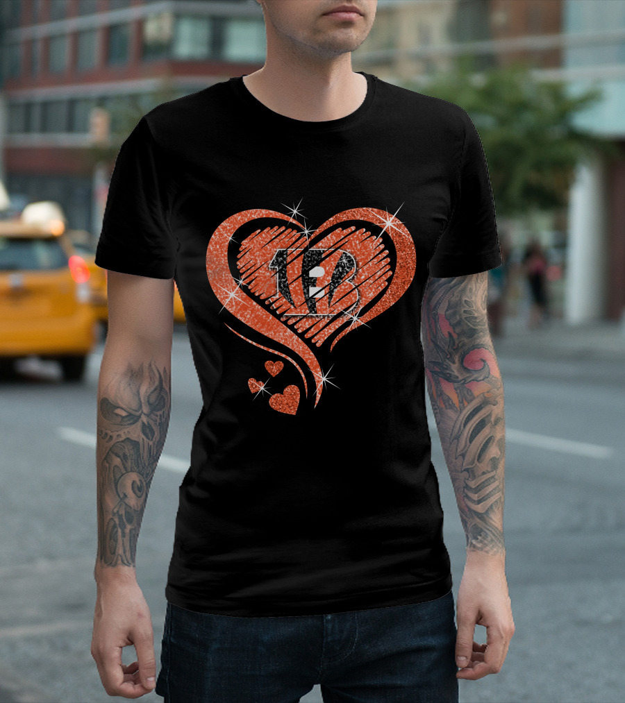 Heart Diamond 13 Cincinnati Bengals Sparkle T-Shirt