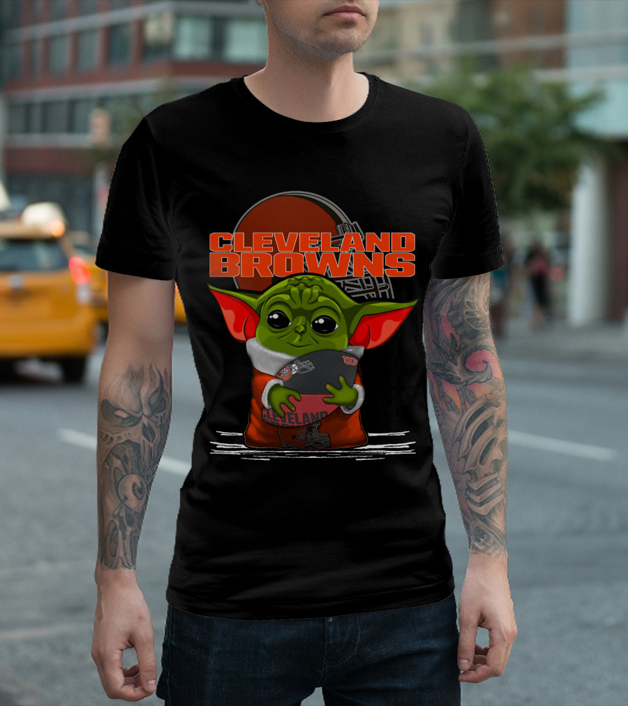 Cleveland Browns Yoda Holding Football T-Shirt