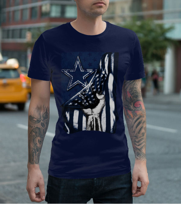 Dallas Cowboys Star With American Flag And Fist T-Shirt
