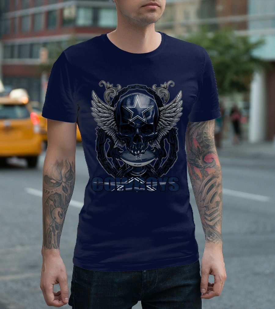 Skullfb Dallas Cowboys Wings Star Chain Crest T-Shirt