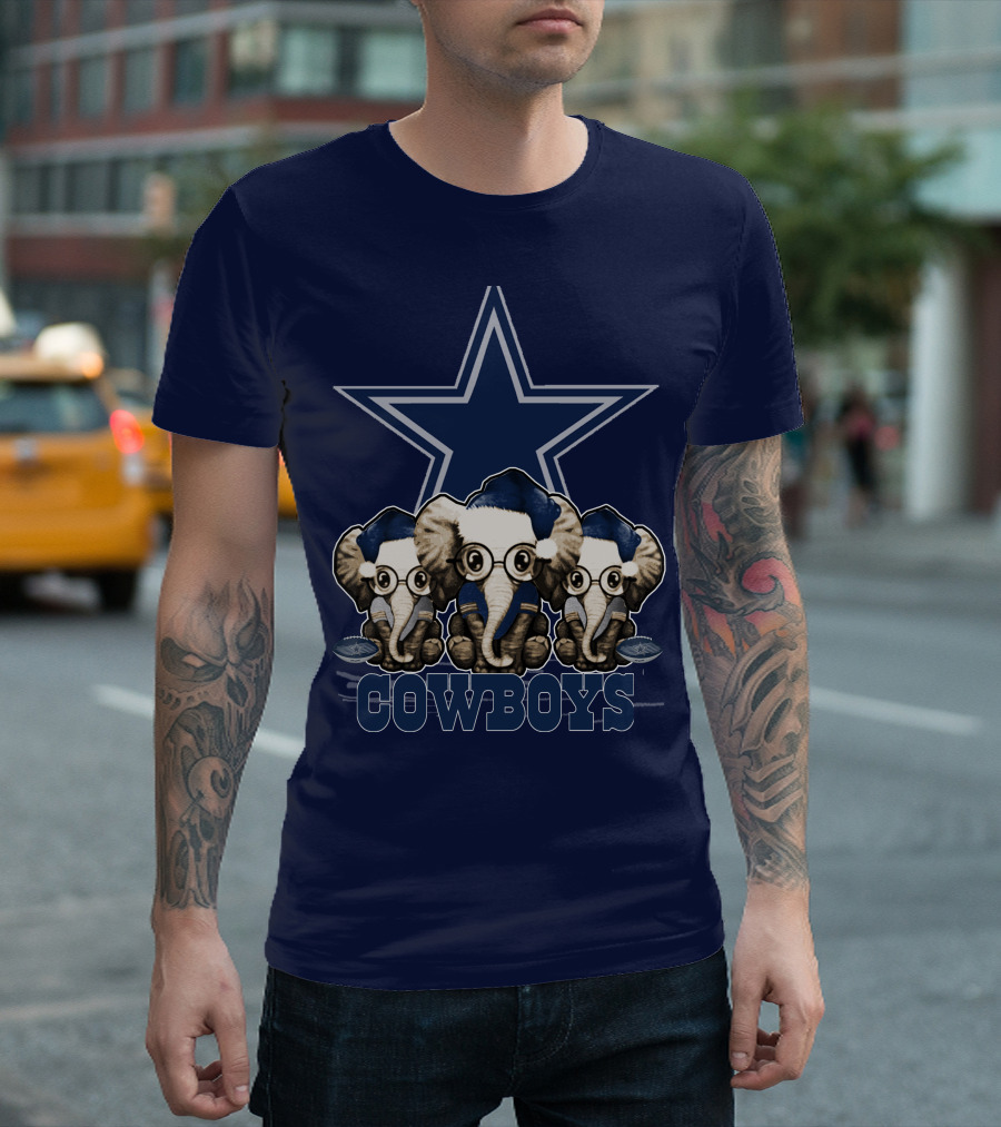 Elephan Xmas Dallas Cowboys Star Logo Glasses Hindustani T-Shirt