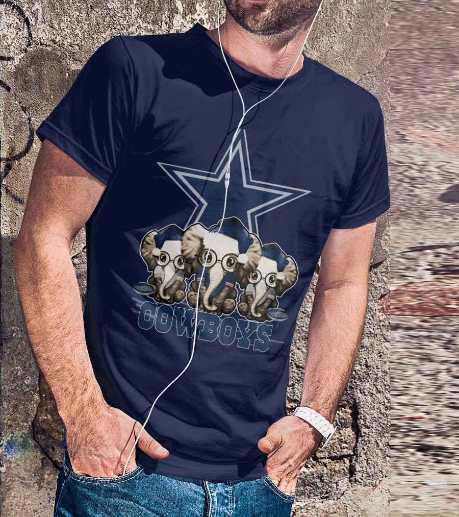 Elephan Xmas Dallas Cowboys Star Logo Glasses Hindustani T-Shirt