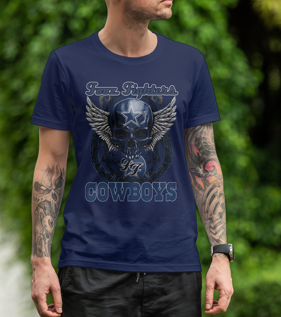 Foo Fighters Dallas Cowboys Skull Wings Star T-Shirt