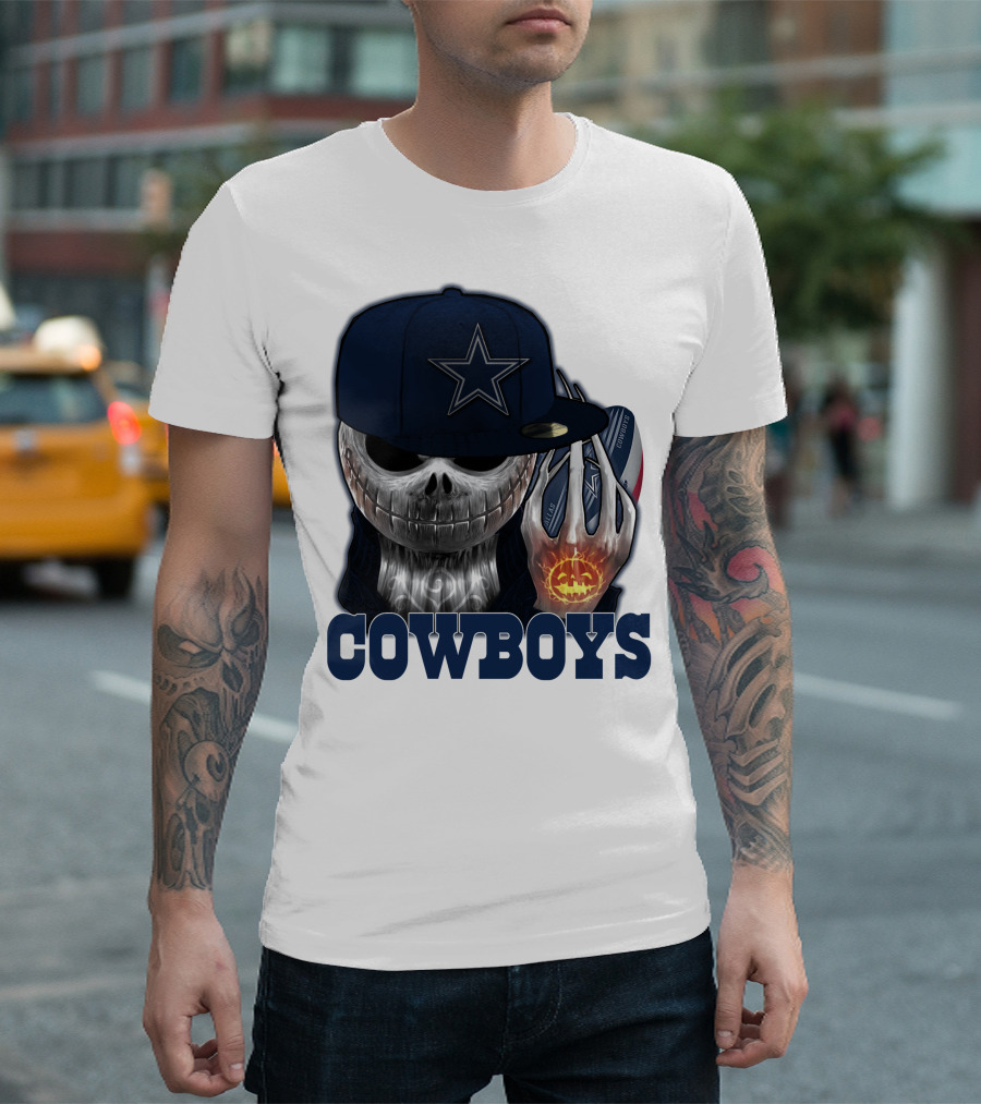 Jackskull Cowboys Halloween Star Football T-Shirt
