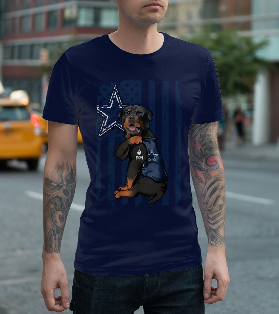 Rottweiler I Love Mom Dallas Cowboys Star T-Shirt