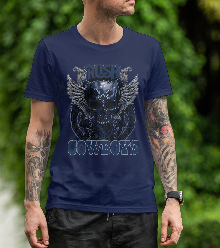 RUSH DALLAS COWBOYS WINGED STAR SKULL T-Shirt