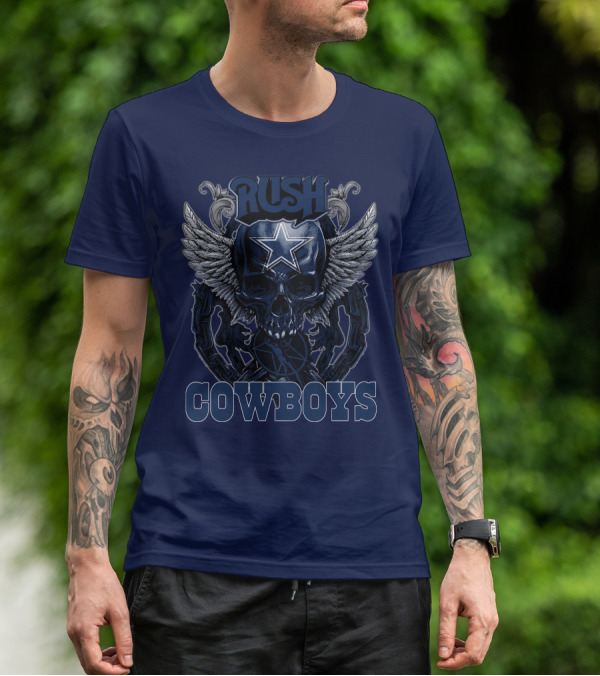RUSH DALLAS COWBOYS WINGED STAR SKULL T-Shirt
