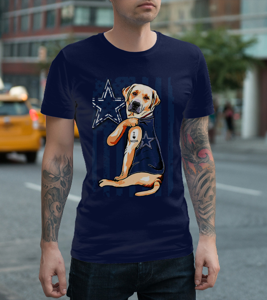 Labrador Retriever Loves Mom Dallas Cowboys Fan T-Shirt