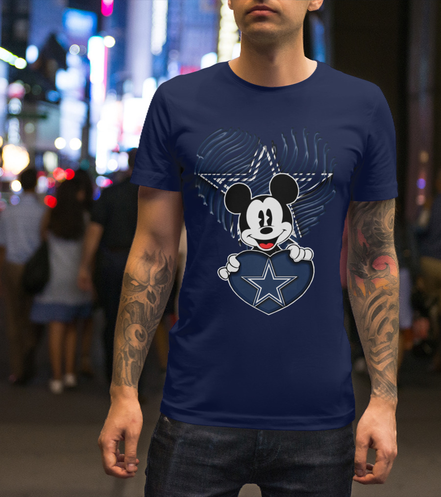 Mick Mouse Heart Star Dallas Cowboys T-Shirt