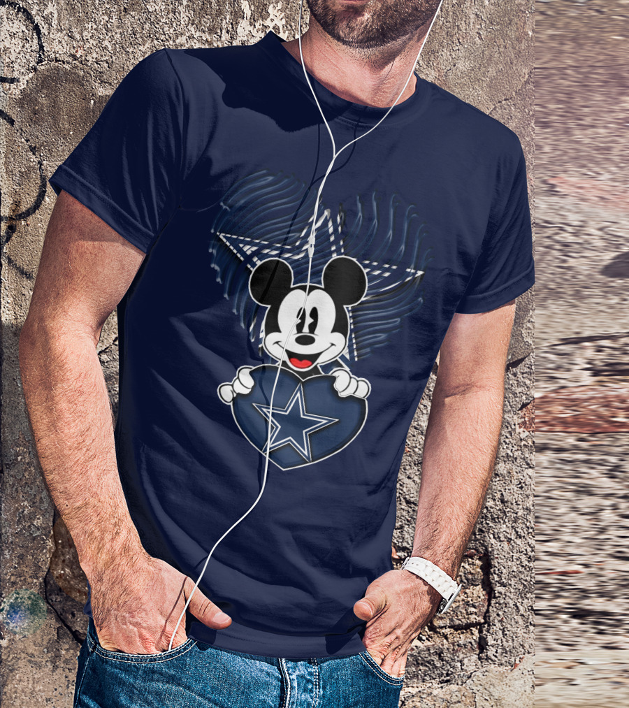 Mick Mouse Heart Star Dallas Cowboys T-Shirt