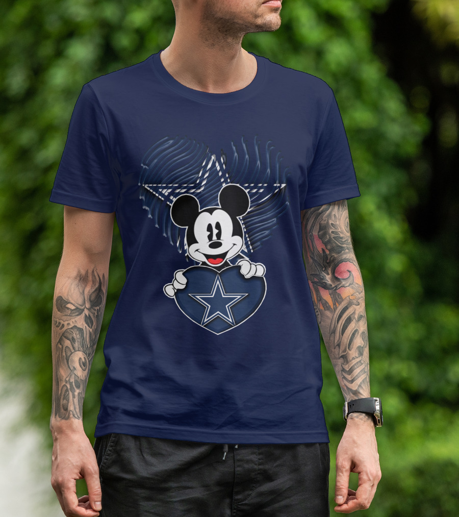 Mick Mouse Heart Star Dallas Cowboys T-Shirt