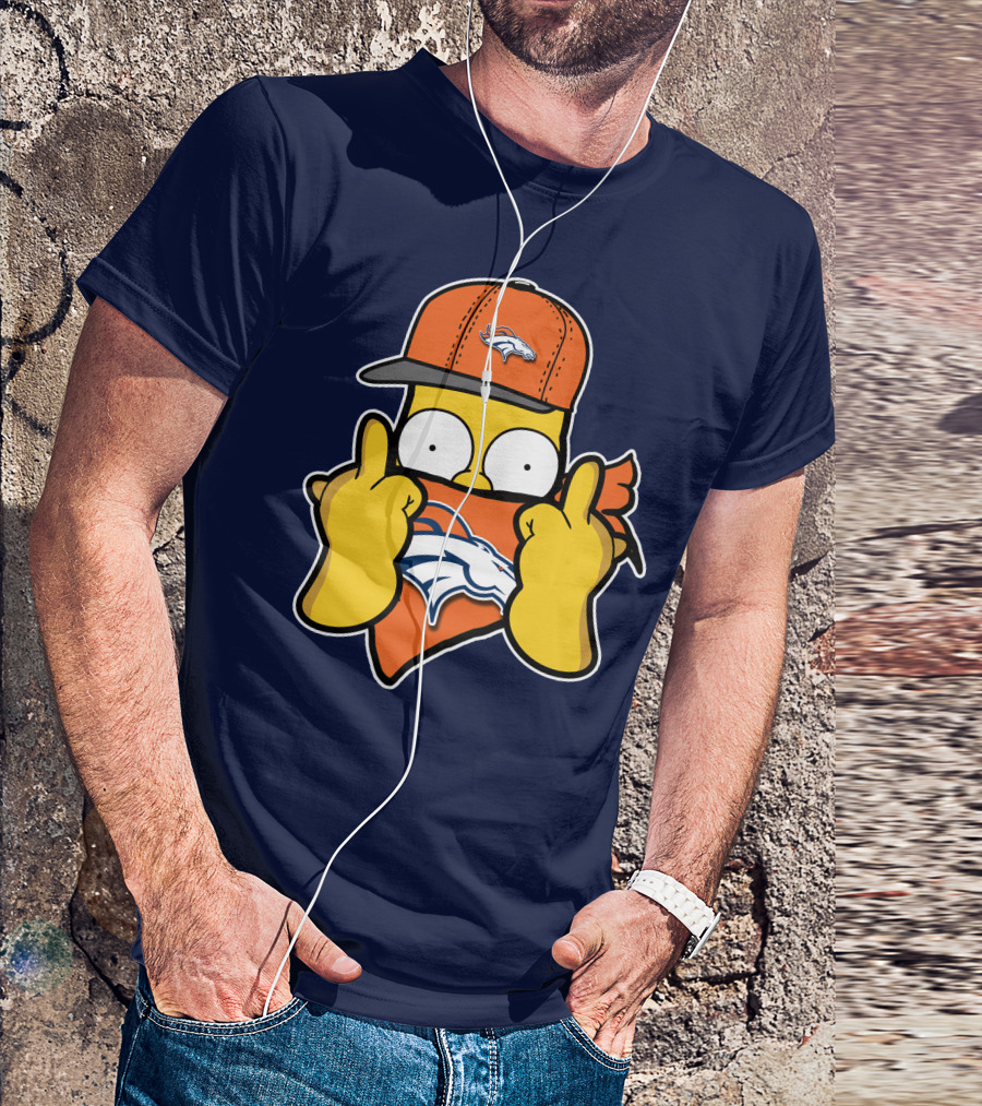 Denver Broncos Homer Simpson Middle Finger Gesture T-Shirt