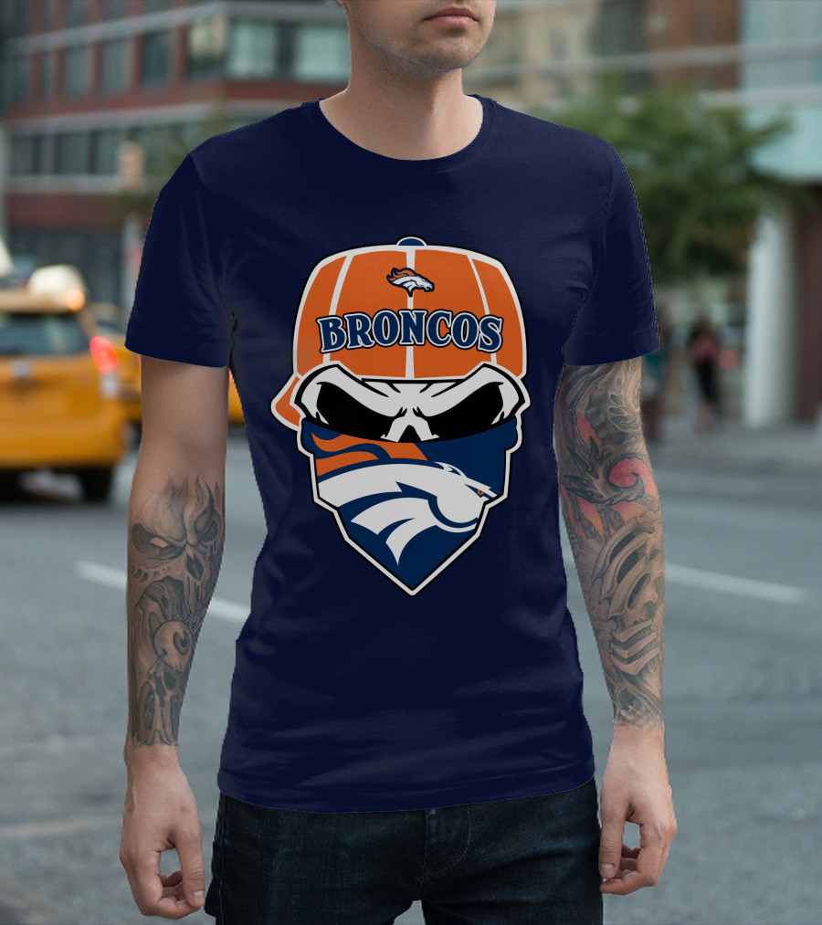 Broncos Skull Bandana Cap Logo Denver Broncos T-Shirt