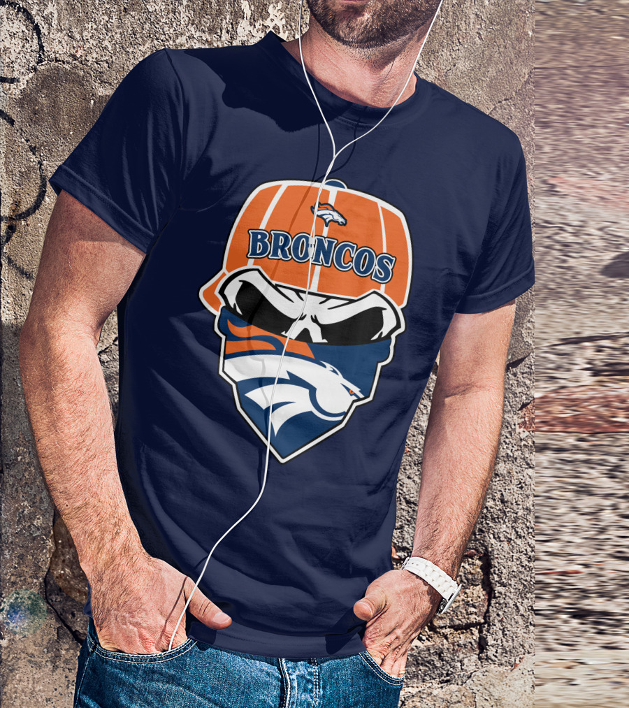 Broncos Skull Bandana Cap Logo Denver Broncos T-Shirt