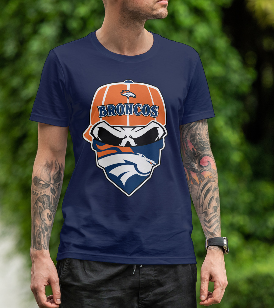 Broncos Skull Bandana Cap Logo Denver Broncos T-Shirt