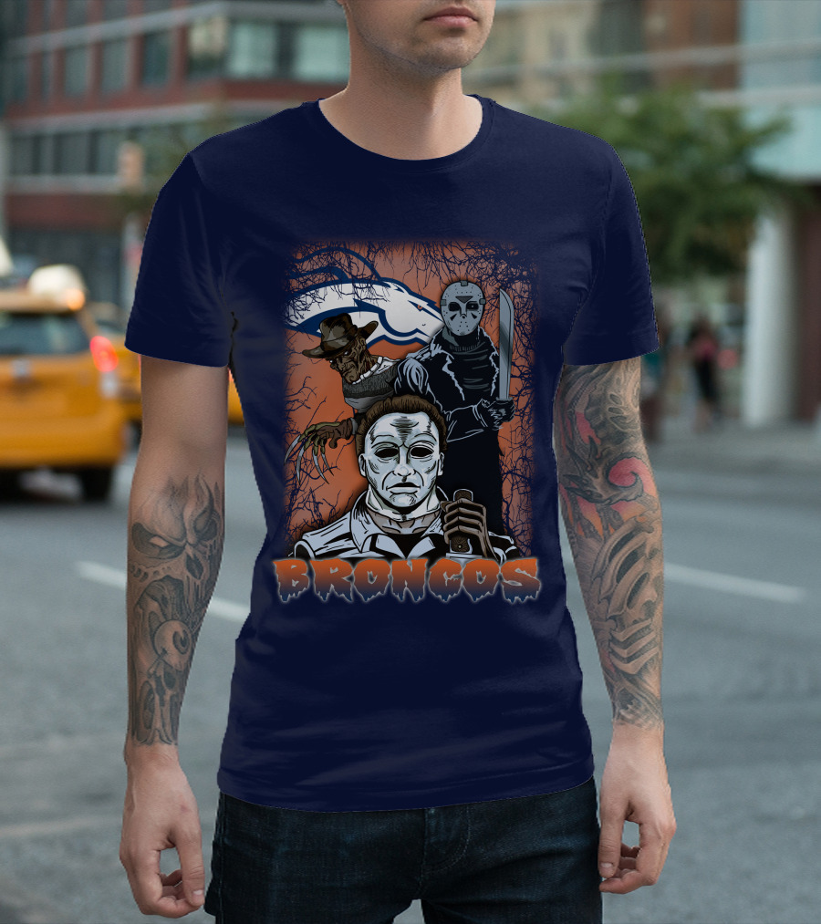 Broncos Horror Icons Halloween Denver T-Shirt