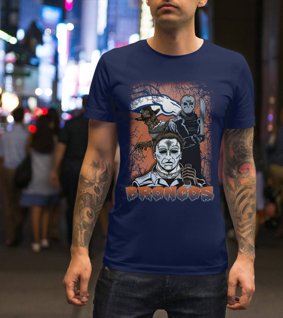 Broncos Horror Icons Halloween Denver T-Shirt