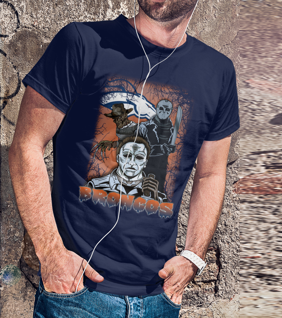 Broncos Horror Icons Halloween Denver T-Shirt