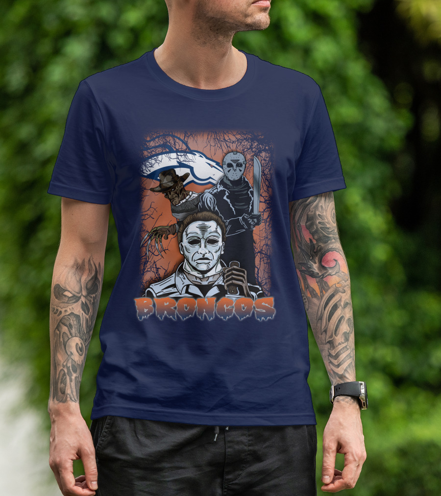 Broncos Horror Icons Halloween Denver T-Shirt