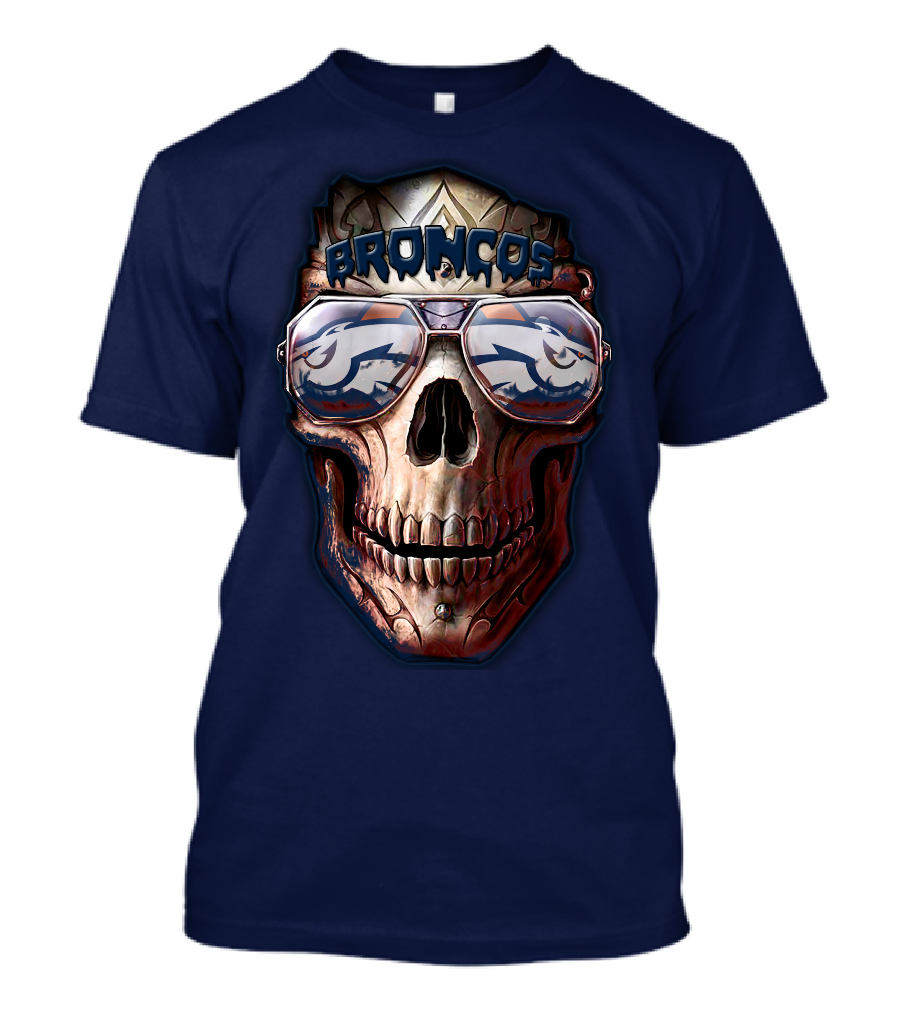 Broncos Skull Sunglasses Denver Broncos Fans 52 T-Shirt