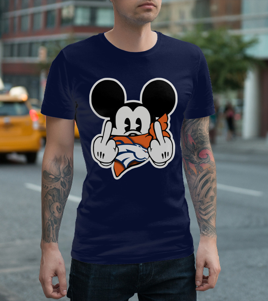 Denver Broncos Mickey Middle Fingers T-Shirt