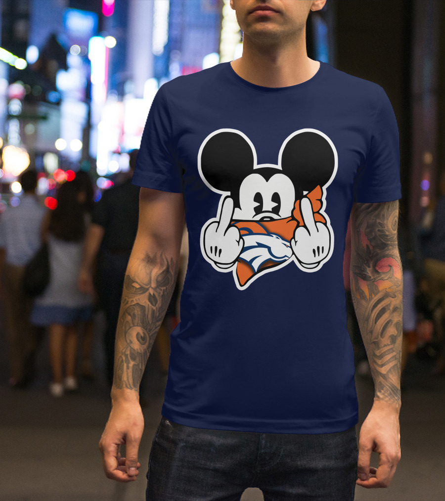 Denver Broncos Mickey Middle Fingers T-Shirt