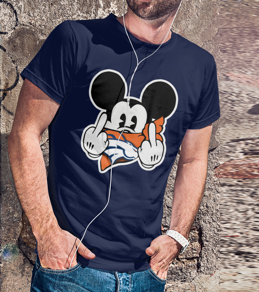 Denver Broncos Mickey Middle Fingers T-Shirt