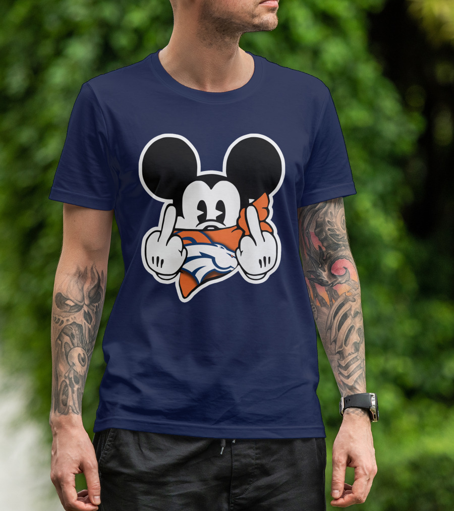 Denver Broncos Mickey Middle Fingers T-Shirt