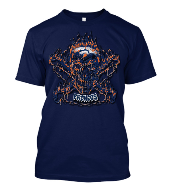 Broncos Flaming Skull Logo Denver Broncos 40 T-Shirt