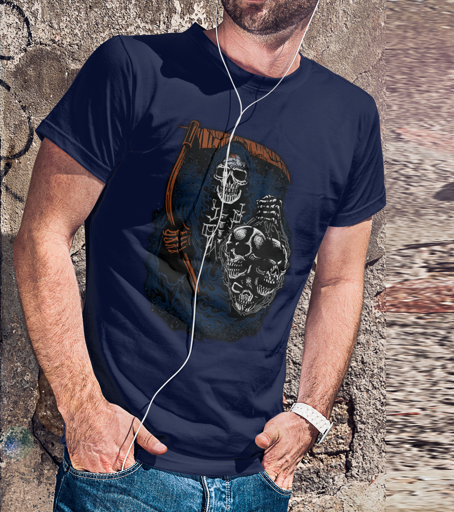 Denver Broncos Grim Reaper Skull Art T-Shirt