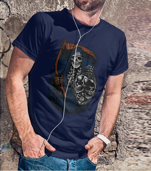 Denver Broncos Grim Reaper Skull Art T-Shirt