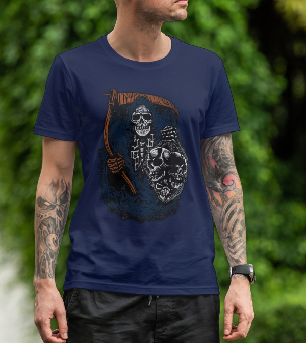 Denver Broncos Grim Reaper Skull Art T-Shirt