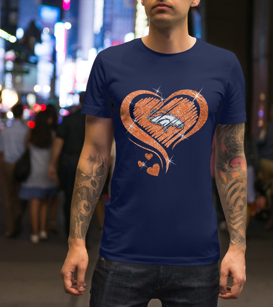 Heart Diamond Denver Broncos Sparkling Love T-Shirt
