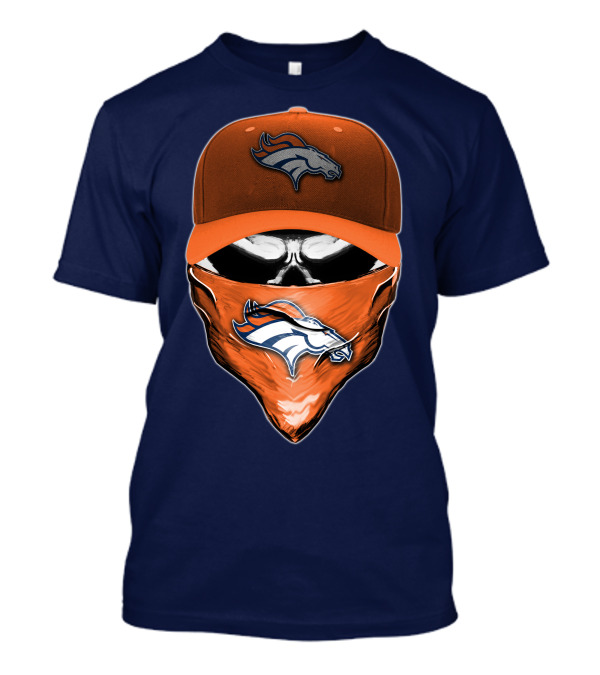 Skull V6 Denver Broncos Mask And Cap T-Shirt